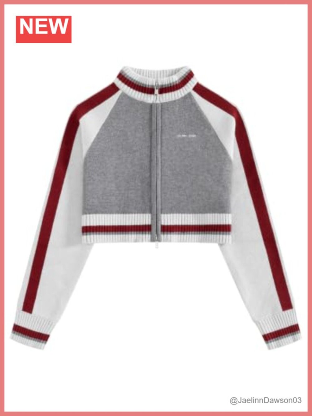 Women Zip Up Cardigan Sweater Long Sleeve Knit Crop Varsity Streetwear